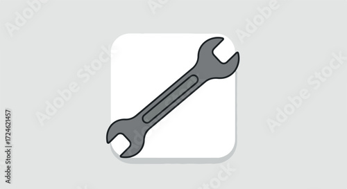 Simple wrench icon on white background for repair and maintenance.