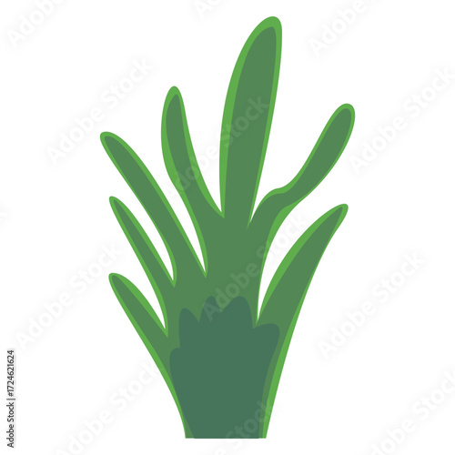 Vibrant green plant with elongated leaves, set against a clean white background, ideal for design