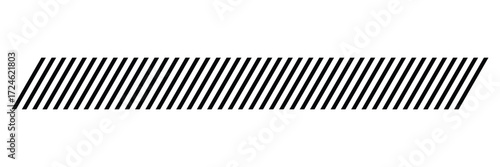 Slash line border. Diagonal parallel lines divider strip. Tilt strip geometric abstract border. Slash divider. Vector illustration isolated on white background. Eps 10  .