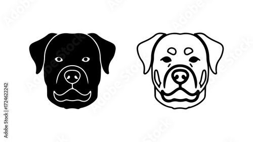 Two Rottweiler Dog Head Illustrations.