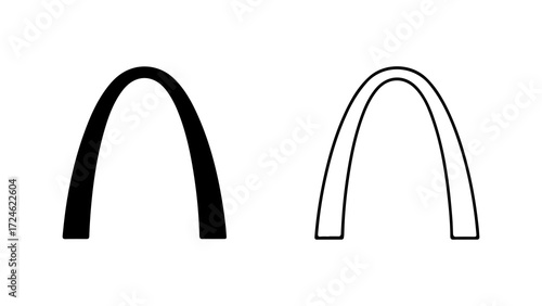 Two simple line drawings of a gateway arch.