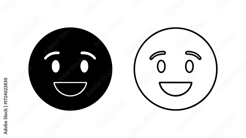 Fototapeta premium Two Smiling Faces Black and White Outline.