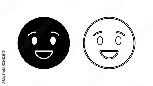 Two Smiling Emojis Black and White.