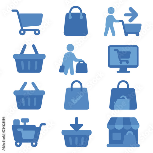 E-commerce shopping symbols: A vibrant illustration of e-commerce symbols, conveying a sense of the simplicity and convenience of online retail.