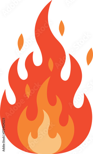 Vibrant orange flames burning brightly against a dark background a fiery illustration.