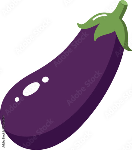 Vibrant purple eggplant with green stem and leaves fresh and healthy vegetable.