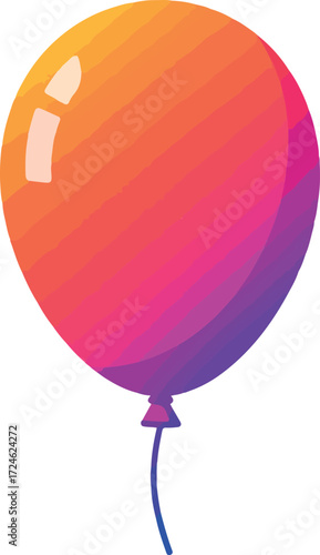 Vibrant gradient balloon floating with a string against a white background.