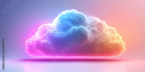 This softly glowing, neon-pastel cloud image is perfect for websites and blogs about cloud computing, digital services, dreams, imagination, and abstract concepts.


