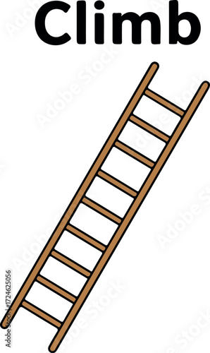 Wooden ladder for climbing used for reaching high places and ascending to heights.