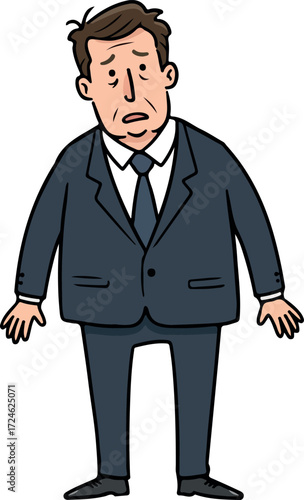 Worried businessman in a suit looking concerned and stressed about something.