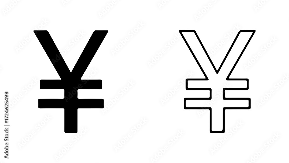 Obraz premium Two variations of the Japanese Yen symbol.