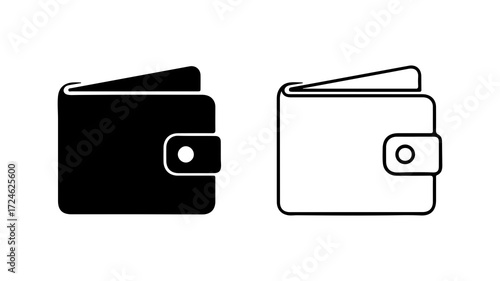 Two wallet icons black and white side by side for financial concepts.