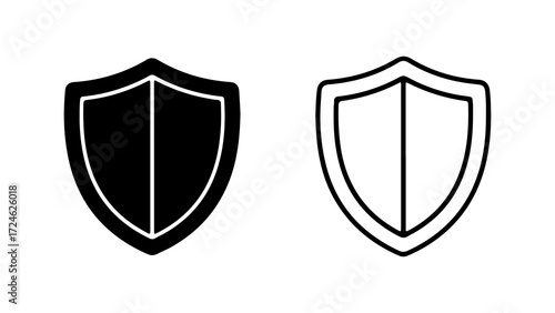 Vector Shield Icons in Solid and Line Art Styles.