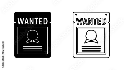Wanted Poster Black and White Icons.