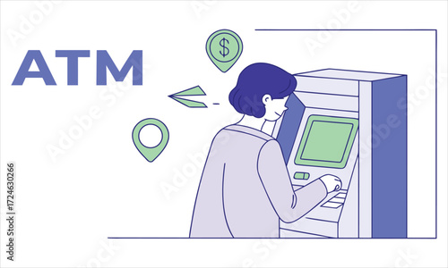 Woman using an atm machine for financial transactions