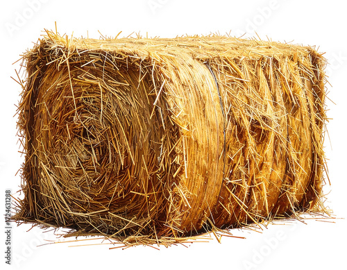 Rectangular bale of golden hay