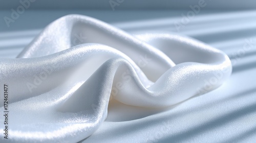 Abstract White Fabric Texture with Dramatic Lighting and Soft Shadows Creates a Luxurious Minimalist Background