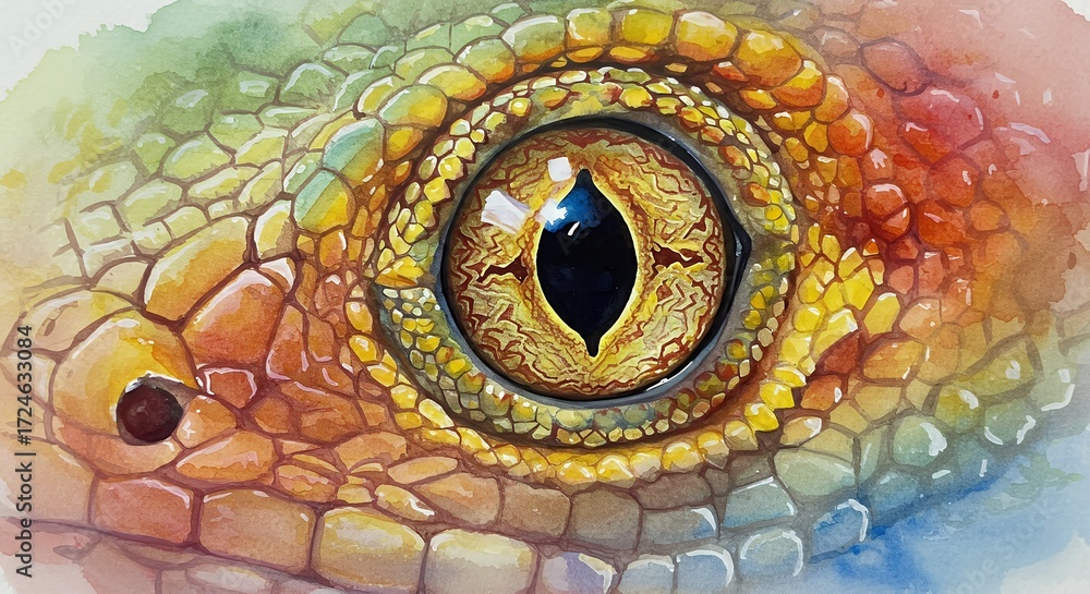 Fototapeta premium Closeup lizard eye colorful scales