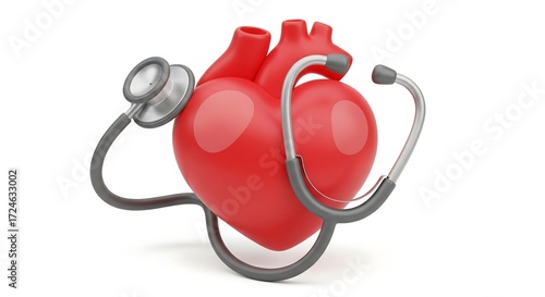Red Heart Anatomy Model with Stethoscope