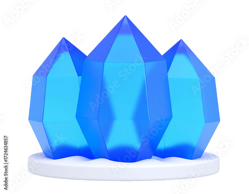 Icy, vibrant blue crystals cluster on a snowy base