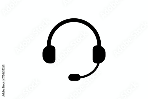 Simple black headset icon on white background, representing communication and support