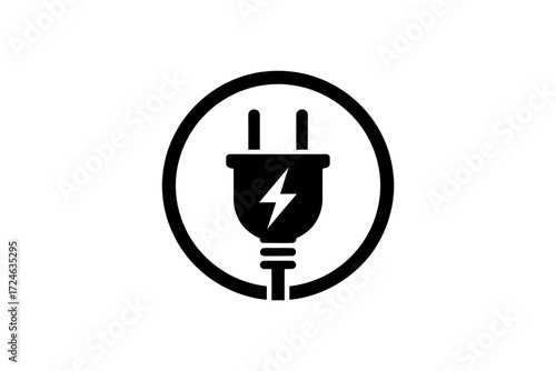 Simple graphic icon representing electrical power and energy connection