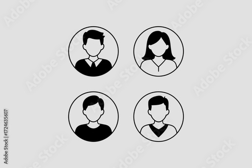 Diverse group of abstract user profile icons representing people and community