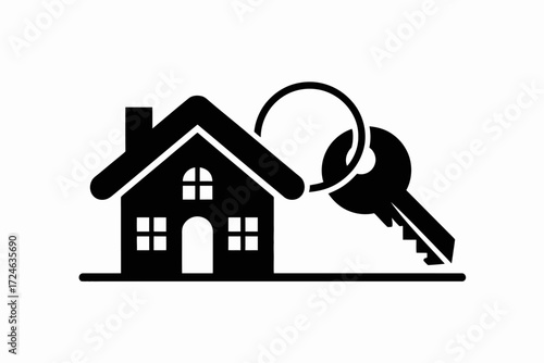 Symbolic house and key representing home ownership and new beginnings