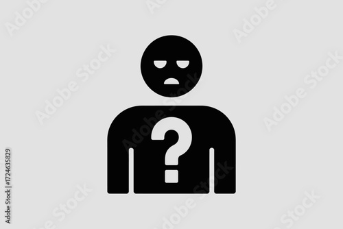 Puzzled person icon with question mark, representing confusion and uncertainty.