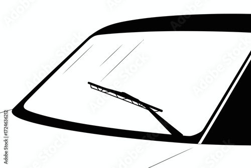 Clean car windshield with wiper ready for action