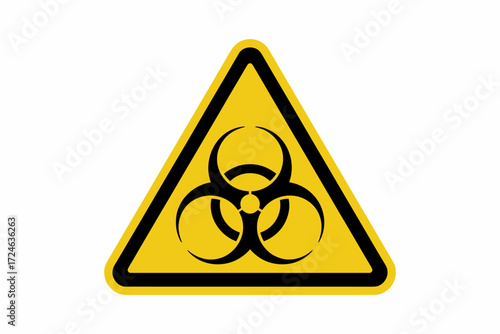 Yellow hazard triangle with biohazard symbol warning of danger