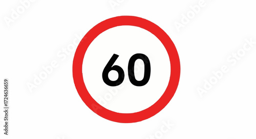 Speed limit sign indicating a maximum speed of 60 kilometers per hour, a common road traffic regulation for drivers to ensure safety