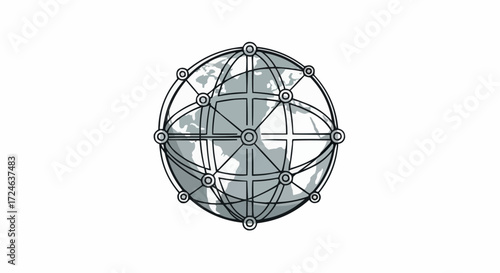 Global Network Connecting the World with Digital Nodes and Lines