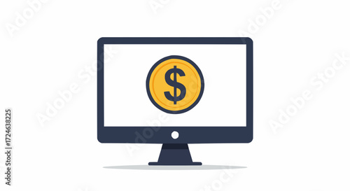 Digital financial transactions and online money earning concept shown on a desktop computer screen, symbolizing internet income and business opportunities