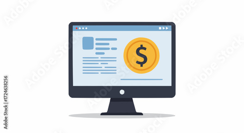 Digital Money on Computer Screen Online Transactions and Financial Concepts