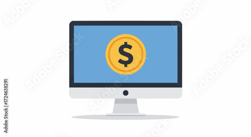 Digital currency on a computer screen represents online financial transactions and cryptocurrency investments