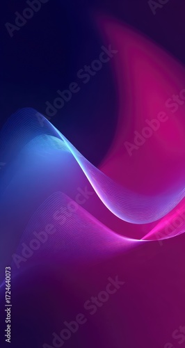Abstract flowing lines of vibrant purple and blue hues against a dark backdrop
