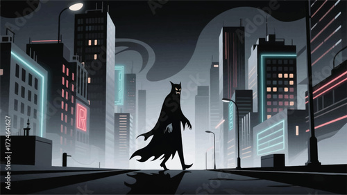 Vampires Walk In The City At Night Illustrator Artwork Banner Background Design Template 
