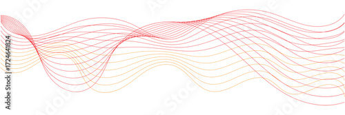 Abstract curvy line art wavy flowing dynamicsound, wave, wind, information flow. Twisted curve lines and blend effect. Clean white background, with wave line with sense of motion and fluidity.
