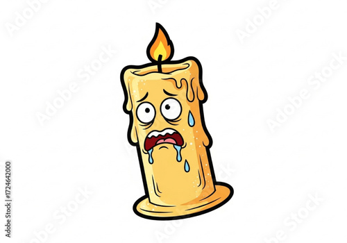Anxious Animated Candle Burning Out - Emotional Distress Illustration