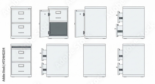 Versatile File Cabinet Design and Functionality Illustrations