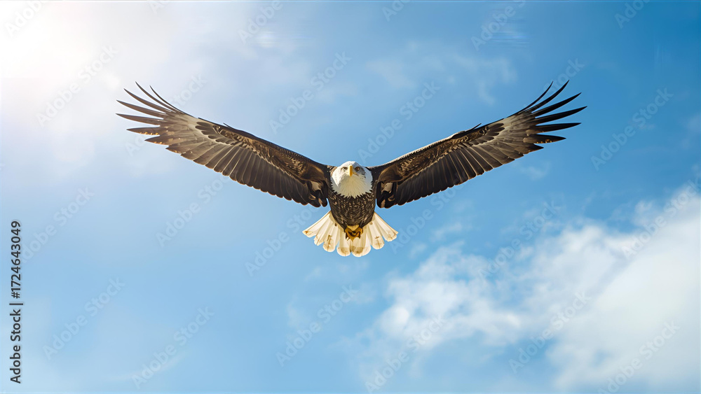 Fototapeta premium an eagle flying in the clear blue sky