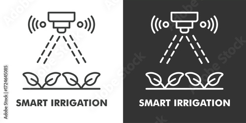 Smart Irrigation Icon Filled Outline Vector Illustration in Black and White
