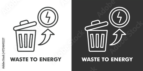 Waste to Energy Icon Filled Outline Vector Illustration in Black and White