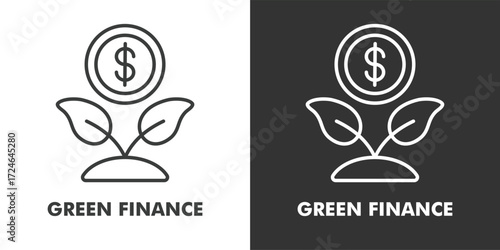 Green Finance Icon Filled Outline Vector Illustration in Black and White