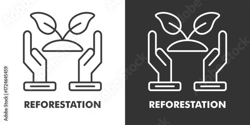 Reforestation Icon Filled Outline Vector Illustration in Black and White