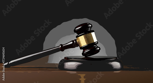 Legal Gavel on a Stand: A detailed close-up of a wooden gavel rests on its stand, showcasing the symbol of justice, law, and order.