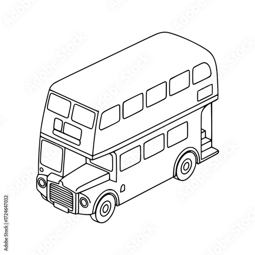 Double decker bus public transport outline illustration