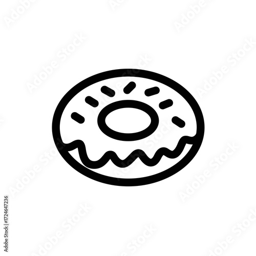 Donut Simple Line Drawing Sweet Treat Sprinkles Minimalist Style Snack