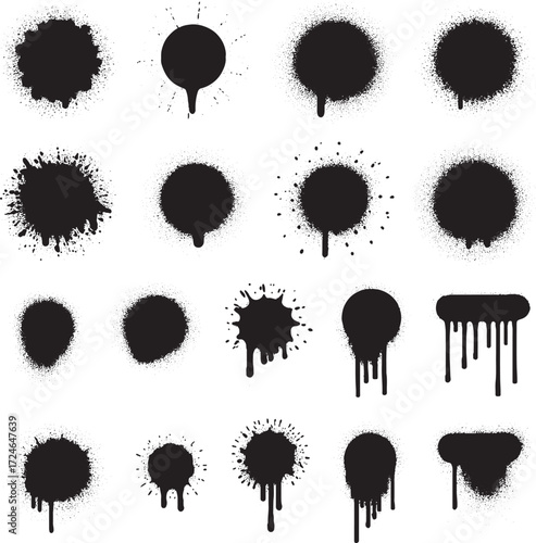 Paint Splatter Spot Silhouette Isolated Transparent Background Spray